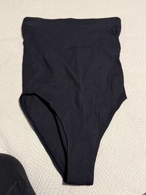 Garage Black Ribbed Bodysuit Top
